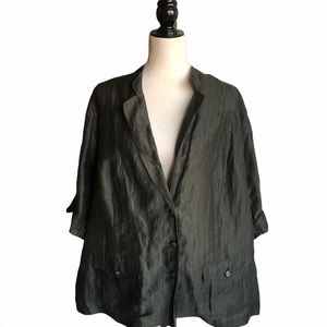 Lane Bryant Olive Linen Blazer-Sz 24